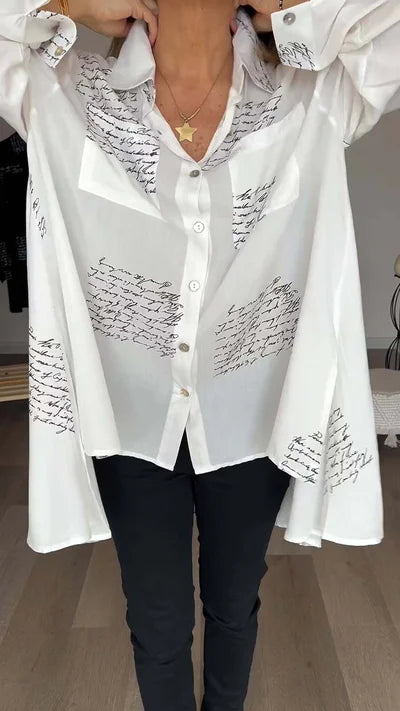 Valence™ - Letter Print Fashion Lapel Shirt