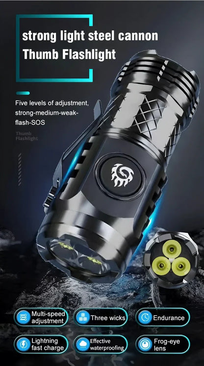 (Version 1) TriBeam™ Three-eyed Monster Mini Flash Super Power Flashlight