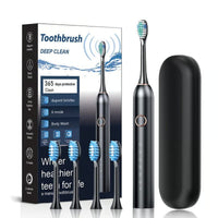 Adult Sonic Electric Toothbrush Black 4 brush heads + storage box