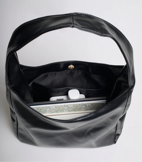 Midnight Shoulder Bag| Minimalist Vegan Leather Tote