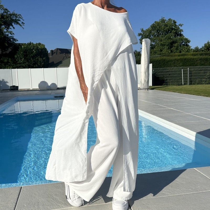 Ivory Grace Co-ord| Off-Shoulder Minimalist Two-Piece