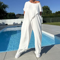 Ivory Grace Co-ord| Off-Shoulder Minimalist Two-Piece