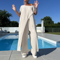 Ivory Grace Co-ord| Off-Shoulder Minimalist Two-Piece